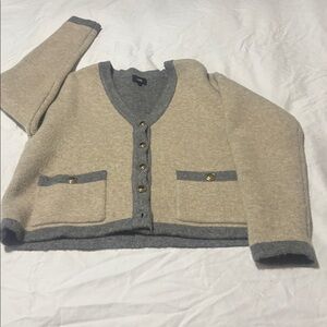 Women beige and grey sweater